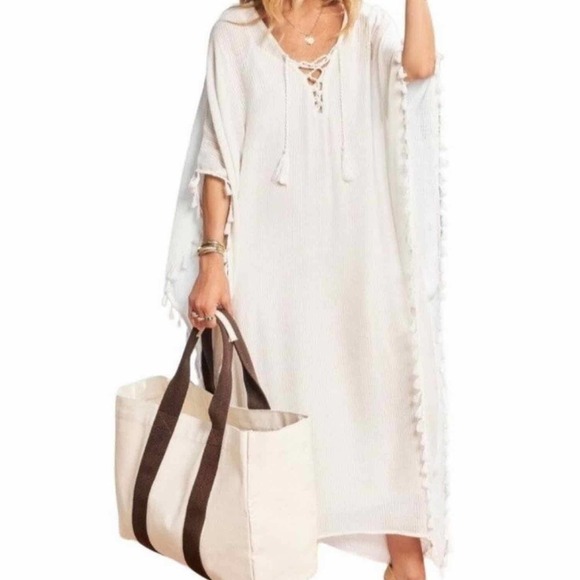 Le Bar Marche Le Plage Tote Canvas Bag Cream  Brown Large - Picture 9 of 9